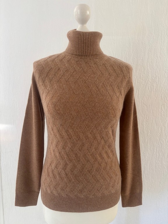 Pull  col roulé torsades 100% cachemire Mongolie