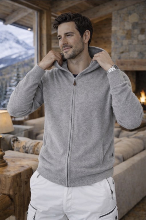 gilet capuche homme cachemire 