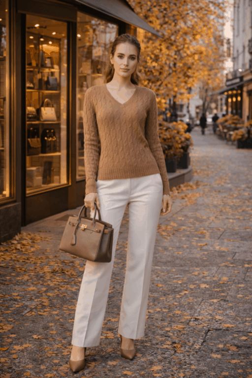 pull femme V tosade cachemire fuschia