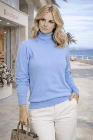 pull femme col roulé cachemire