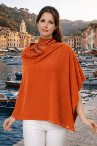 Poncho boutons cashmere silk compagny