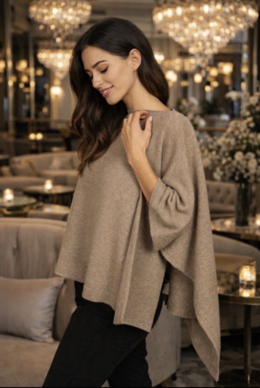 profil poncho V  100% cachemire