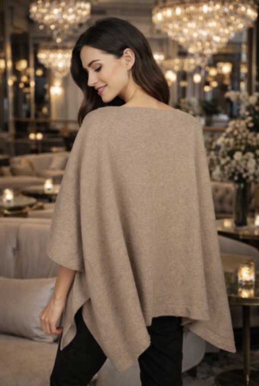 poncho V de dos 100% cachemire