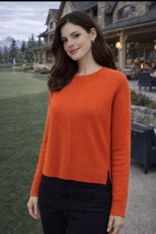 pull col rond bas arrondi  4 fils % cachemire 