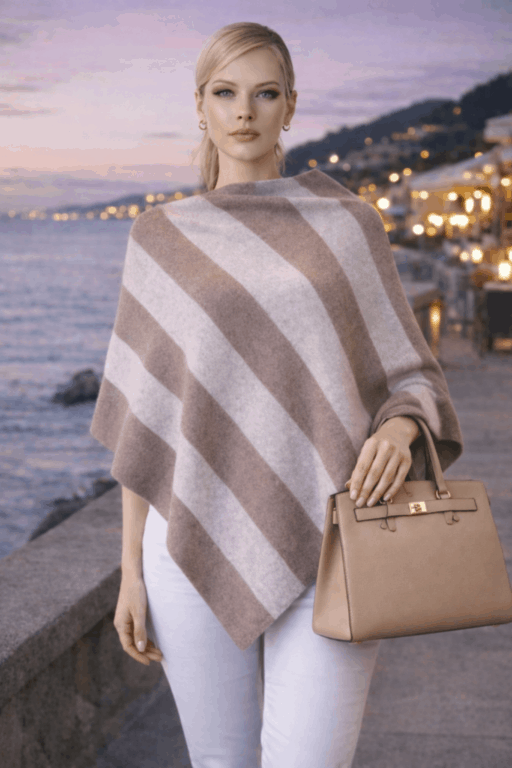 poncho rayé cachemire