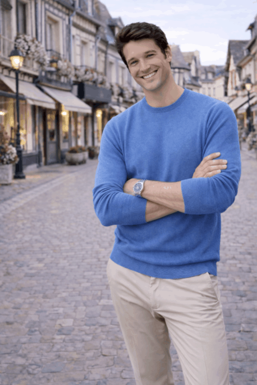 pull homme col rond bleu 89