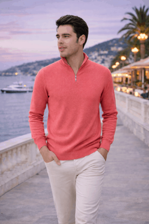 pull camionneur homme cachemire brique