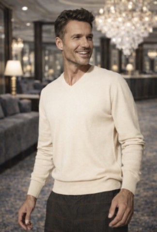 PULL COL v HOMME EN CACHEMIRE 2 FILS