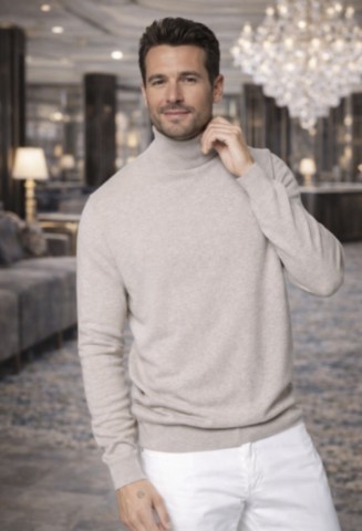 col roulé homme 100% cachemire Mongolie