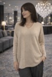 Pull  col V oversize 100% cachemire Mongolie